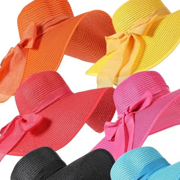 Women's Wide Brim Straw Hats Floppy Sun Hat - Picture 7 of 7